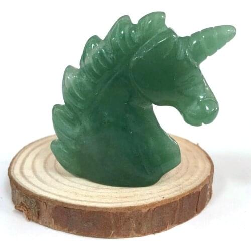 Natural crystal green aventurine unicorn hand carved healing crystal horse head shape gemstone for home decoration gift p