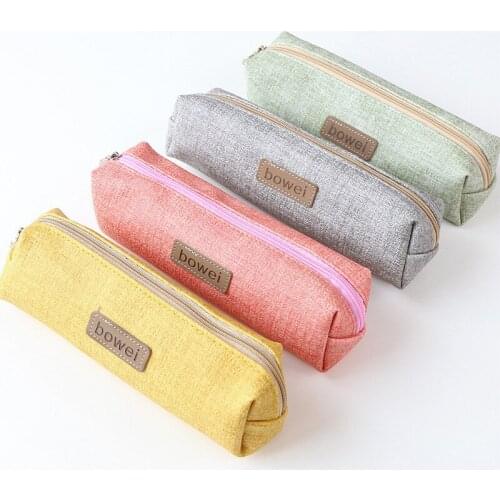 1pcs simple color pencil case macaron student pencil bag female stationery bag male and female large capacity pencil case