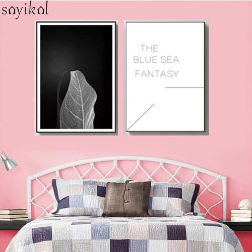 Simple Leaves Black And White Canvas Posters and Prints Minimalist Painting Wall Art Decorative Picture Nordic Style Home Decor