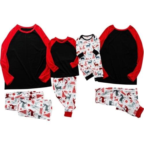 Family Clothing Parent-child Fashion Pajamas Long Sleeve Tops and Elk Print Trousers Homewear Mom And Daughter Matching Clothes