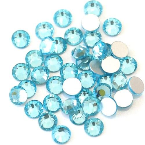 Aquamarine Non HotFix Rhinestones ss3 ss4 ss5 ss6 ss8 ss10 ss12 ss16 ss20 ss30 ss34 3D Rhinestone Nail Art Decorations H0020
