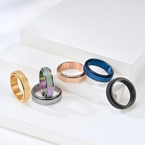 Titanium Steel Frosted Rotating Ring Colorful Ring Men and Women Couple Gifts