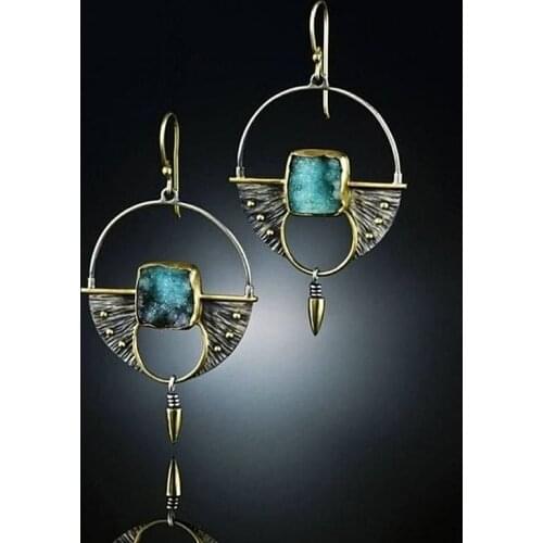 Vintage Ethnic Hollow Dangle Drop Earrings Hanging for Women Female Fashion Multilayer Round Jewelry Ornament Accessories O3D234