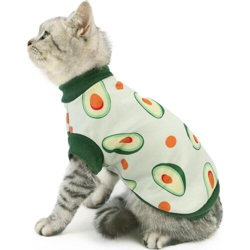 Winter Pet Casual Clothes Cat Clothing Print Cat Vest Tee Shirt Cotton T-Shirt Cat Apparel