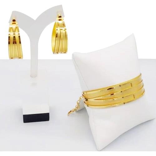 Gold color jewelry sets for women bridal luxury Steel Wedding Jewelry Sets Women Small Stud Earrings Jewellery Sets Accessori