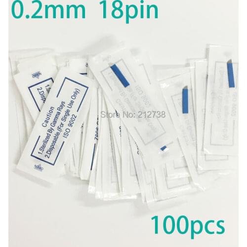 100 Pcs 0.2mm Diameter 18 Needle Micro Blade Eyebrow Microblading Tattoo Needles For Permanent Makeup