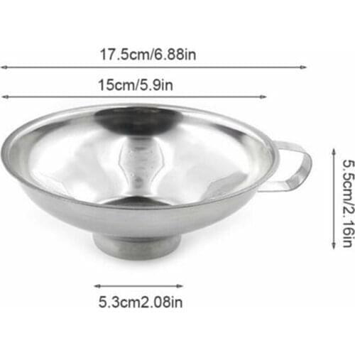 1xFunnels 17.5x5.3x5.5 Cm Stainless Steel Wild-Mouth Funnel With Handle For Sauce Fluid Oil Powder Beans In Stock Drop Shipping