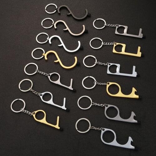 2~10pcs Anti Contact Door Opener No Touch Key Door Opener Keychain Non-contact Door Handle Elevator Artifact Keychain Dropship