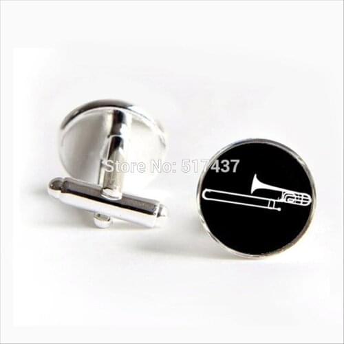 2017 wholesale Trombone Cufflinks Trombone Cuff link Musical Instrument Cuff Brand Cuff Links Men