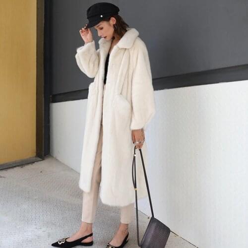 2020 Natural Fur Coat Women Winter Real Mink Fur Coat Long Luxury Mink Jacket Korean Clothes Coats and Jackets Women 865 KJ5661