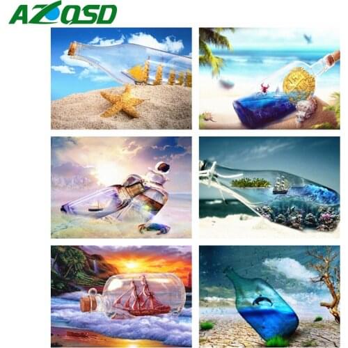 AZQSD 5D DIY Diamond Painting Seaside Diamond Embroidery Mosaic Summer Landscape Picture Of Rhinestones Home Decoration