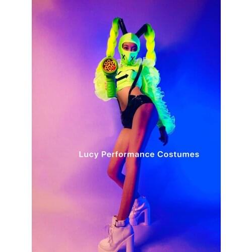 Girdle pants green suit stage costume nightclub bar DS DJ female singer dance performance wearing gogo Dancer Costume