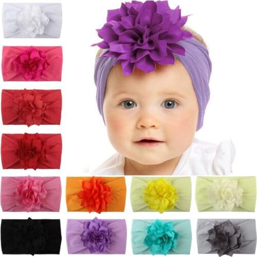 30pc/lot Kids Nylon Headbands Fabric Flower Match Wide Nylon Headbands for Children Girls Hair Accessories