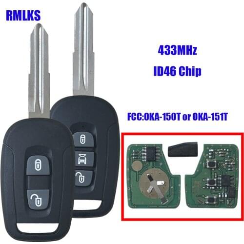 RMLKS 2/3 Button Remote Key Smart Car Key 433MHz ID46/PCF7936 Chip for Chevrolet Captiva for Opel Antara 2006-2009 Uncut Blade