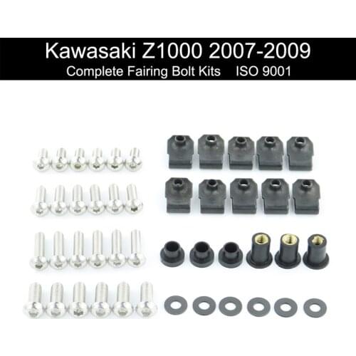 Fit For Kawasaki Z1000 2007-2009 Motorcycle Complete Full Fairing Bolts Kit Clips Nuts Side Covering Bolt Screw Stainless Steel