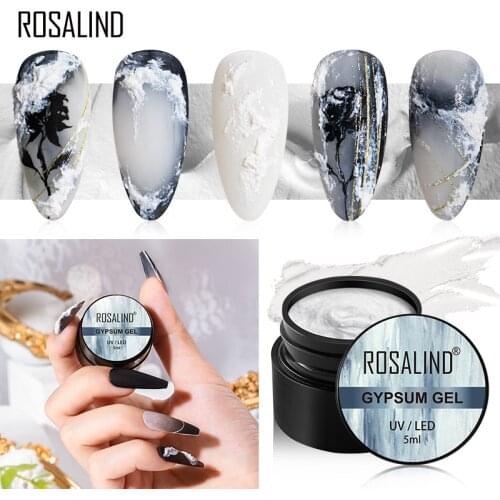 ROSALIND 5ML White Gypsum Gel Polish Create Unique Styles Easily All For Manicure DIY Nail Art Design 3D Gel No Need TOP