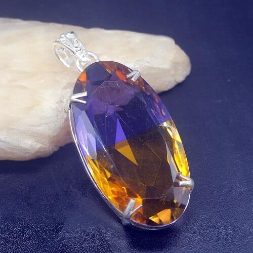 Gemstonefactory Jewelry Big Promotion 925 Silver Solitaire Fashion Dichroic Glass Women Ladies Gifts Necklace Pendant 1222