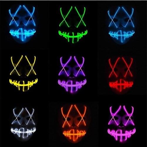 Halloween Masquerade Decoration Horror Glowing Colorful Voice Control Mask Ghost Step Cold Light Mask Supply
