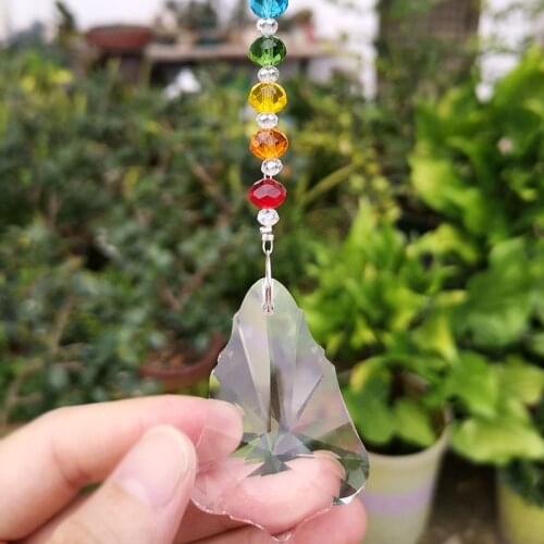 Crystal Suncatcher Faceted Prism Chandelier Beads Part Hanging Sun Catcher Ornament Home Wedding Garden Decor Figurine Xmas Gift