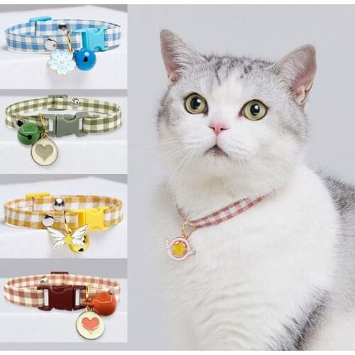 Checkered Cat Collars Dog Bell Collars Cat Sweet Collars Adjustable Puppy Kitten Necklace With Bells Pendant Dropshopping
