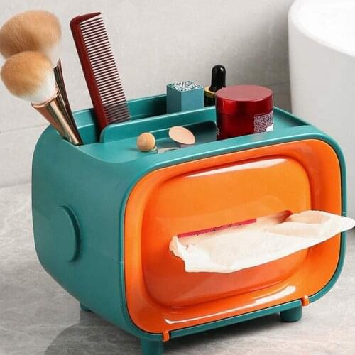 Tissue Box, Multifunctional Tissue Box, Desktop Tissue Storage Box for Living Room / Kitchen / Office Decoration