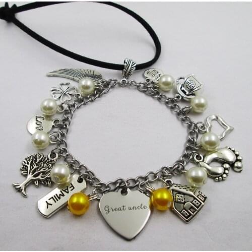 Great uncle family theme home love leather stainless steel chain rearview mirror christmas tree decoration Bag ornaments