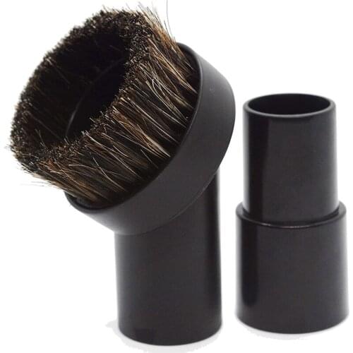 25MM Horse Hair Round Dust Brush 1.25inch Cleaner Vacuum Brush Soft Bristles with 1-1/4inch to 1-3/8inch Hose Adapter