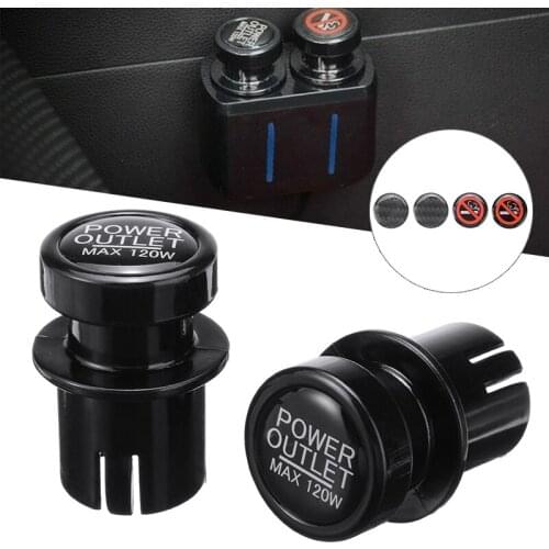 Mayitr 2pcs Car Auto Cigarette Lighter Plug Outlet Cover Cap 12V Socket 21mm DIY No Smoking Power Outlet Moulding