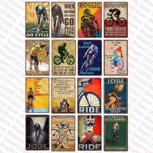 Cycling Metal Sign Retro Tin Sign for Street Garage Family Bar Door Wall Decorator Shabby Chic Home Decor