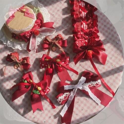 Original homemade Lolita element sweet strawberry hairpin berry wine red soft girl hair accessory Lolita style KC