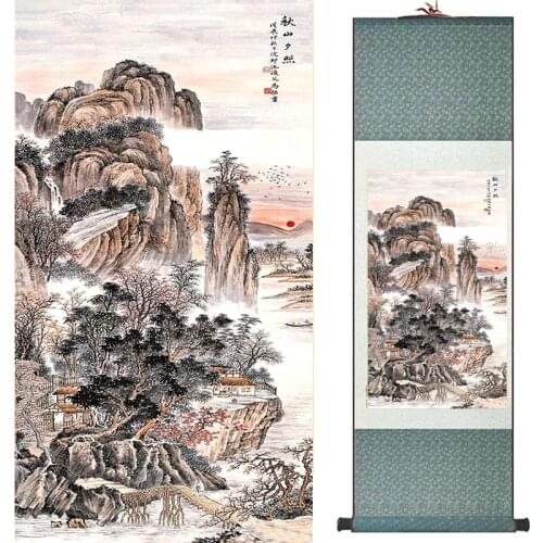 Landscape painting Home Office Decoration Chinese scroll painting Mountain and water painting19060805