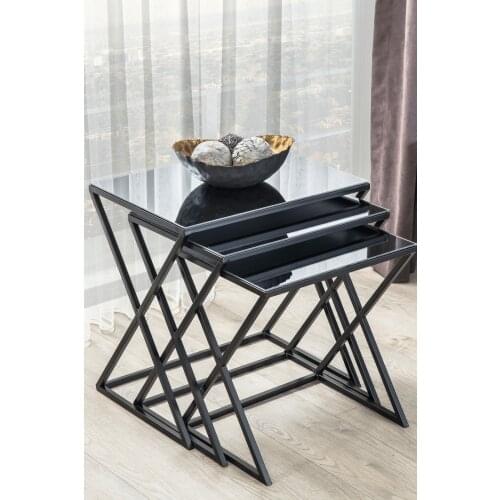 Venetian Black Metal Pedestal, Smoked Mirrored Zigon coffee table coffee tables table basse furniture living room table