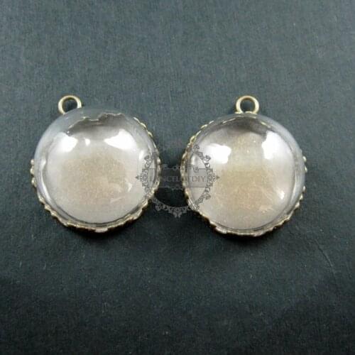 20mm vintage style round glass dome in bronze antiqued crown bezel tray DIY pendant charm supplies 1810290