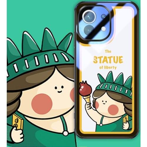 ASINA HD Transparent Tempered Glass Case For Xiaomi Mi11 10 9 8 Ultra Fashion Cute Cover For Xiaomi Poco F3 Luxury Funny Fundas