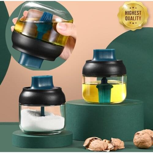 Transparent Kitchen Supplies Glass Spice Jar For Salt Sugar Pepper Powder With Spoon Plastic Seasoning Bottle Salt Glass Jar