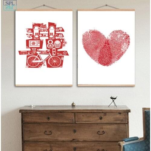 SPLSPL Abstract Minimalist Red Fingerprint Love Picture HD Print Wall Art Canvas Poster and Painting for Living Room Home Decor