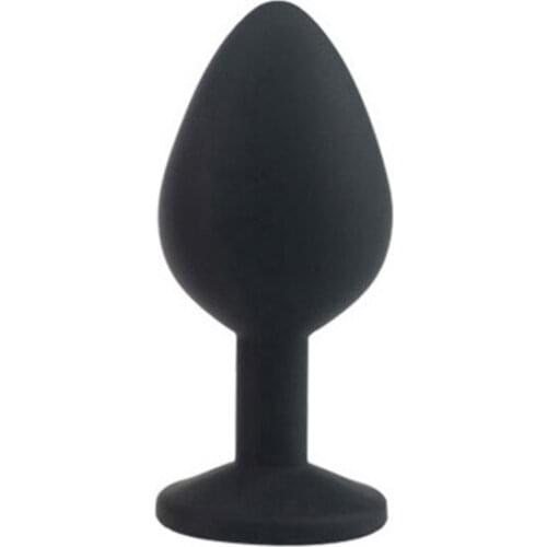 Medium Silicone Black Anal Plug Masturbation Butt Toy Jeweled Rhinestone Sexy Plug for Men Women Adult Sex Products for Couples