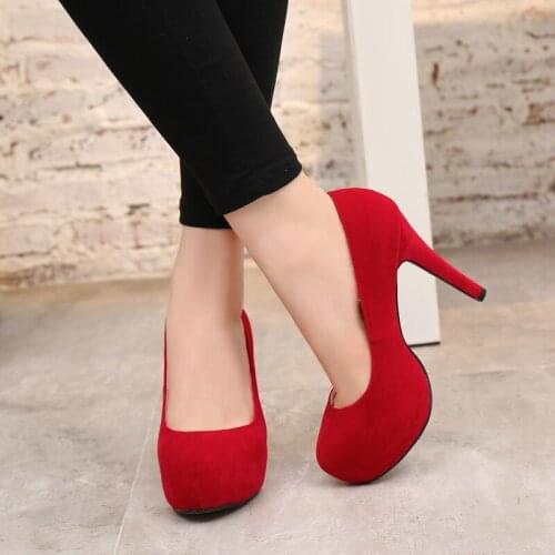 Womens Shoes Waterproof Platform Single Shoes High Nightclub 11cm High Heels Black Red Platfrom PUmps heels women sexy