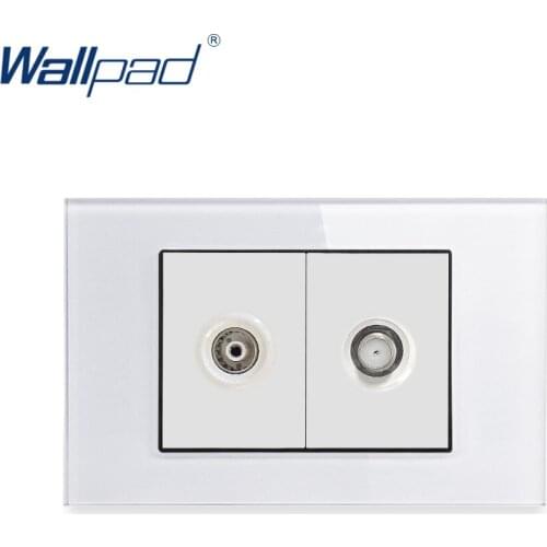 TV SAT Satellite Socket Wallpad Luxury Tempered Glass Panel Electric Wall Socket Weak Electricity Outlets For Home