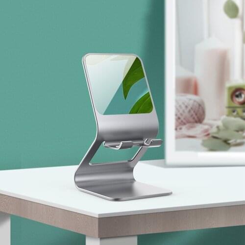 Universal Metal Desktop Tablet Phone Holder w/ Mirror for iPhone 11 for Samsung Galaxy Tab for iPad Mini 4 5 Desk Stand Support