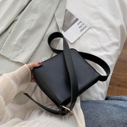 Vintage PU Leather Bucket Bags for Women 2021 Trending Designer Crossbody Shoulder Bags Handbags Womens Hand Bag