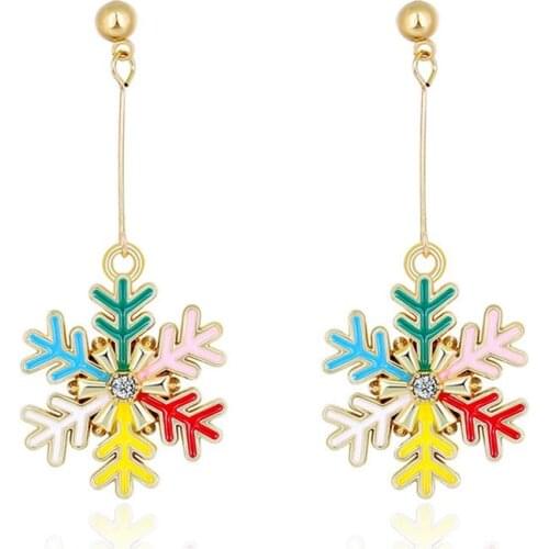 1 Pair Fashion Christmas Drop Earrings Snowflake Decor Pendant Earrings Dangle Earrings Jewelry Accessories Party Dress Up