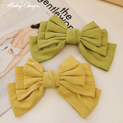 1PC New Fashion Cloth Barrettes 3 Level Big Bow Solid Color Hair Clip Korean Ponytail Clip Hairgrip For Women Hair Accessories