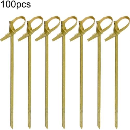 100Pcs/Bag Bamboo Picks Cocktail Picks Disposable No Burr Bamboo Olive Dessert Toothpicks Bamboo Picks Bar Table Accessories