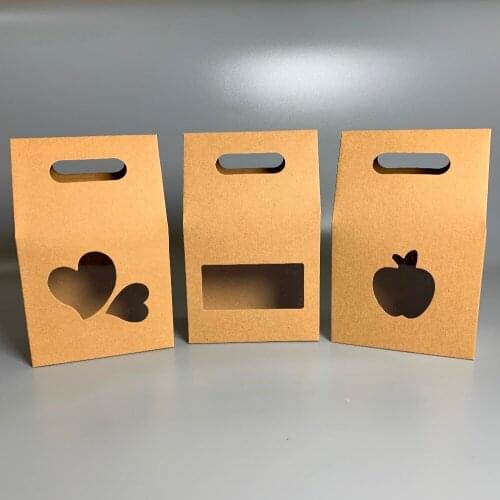 24pcs/lot 6*10*16cm Kraft Paper Food/Small Cake/Candy/Chocolate Packaging Bag With Handle Wedding Gift Favor Supplies