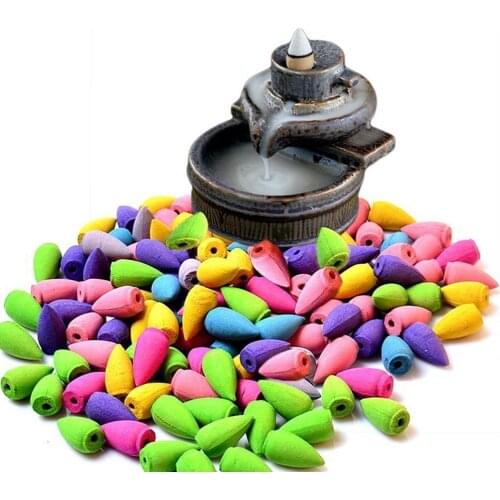 40pcs/bag Incense Cones For Backflow Tower Accessories Colorful Bullet Shape Incense Rose Lemon Natural Sandalwood Tea Agarwood