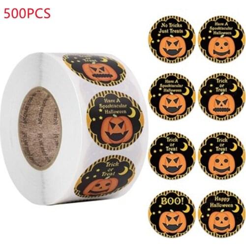 500pcs Halloween Pumpkin Sticker Sealing Label Stickers Adhesive Sticker For Gifts Handmade Envelope DIY Stationery Stickers