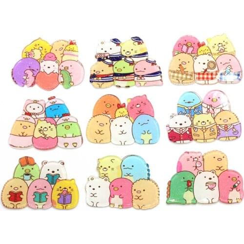 9 Styles Mix Big Size Japan Cartoon Glitter Animals Flatback Planar Resin Cabochon DIY Crafts Home Decoration Accessories