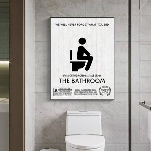 Abstract Toilet Rules Quotes Art Canvas Painting Modern Funny Bathroom Posters and Prints Black and White Wall Picture