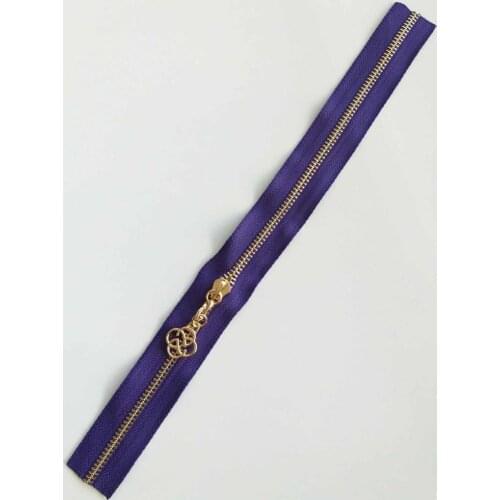 Hooded Zipper 30 cm Light Gold Metal Purple